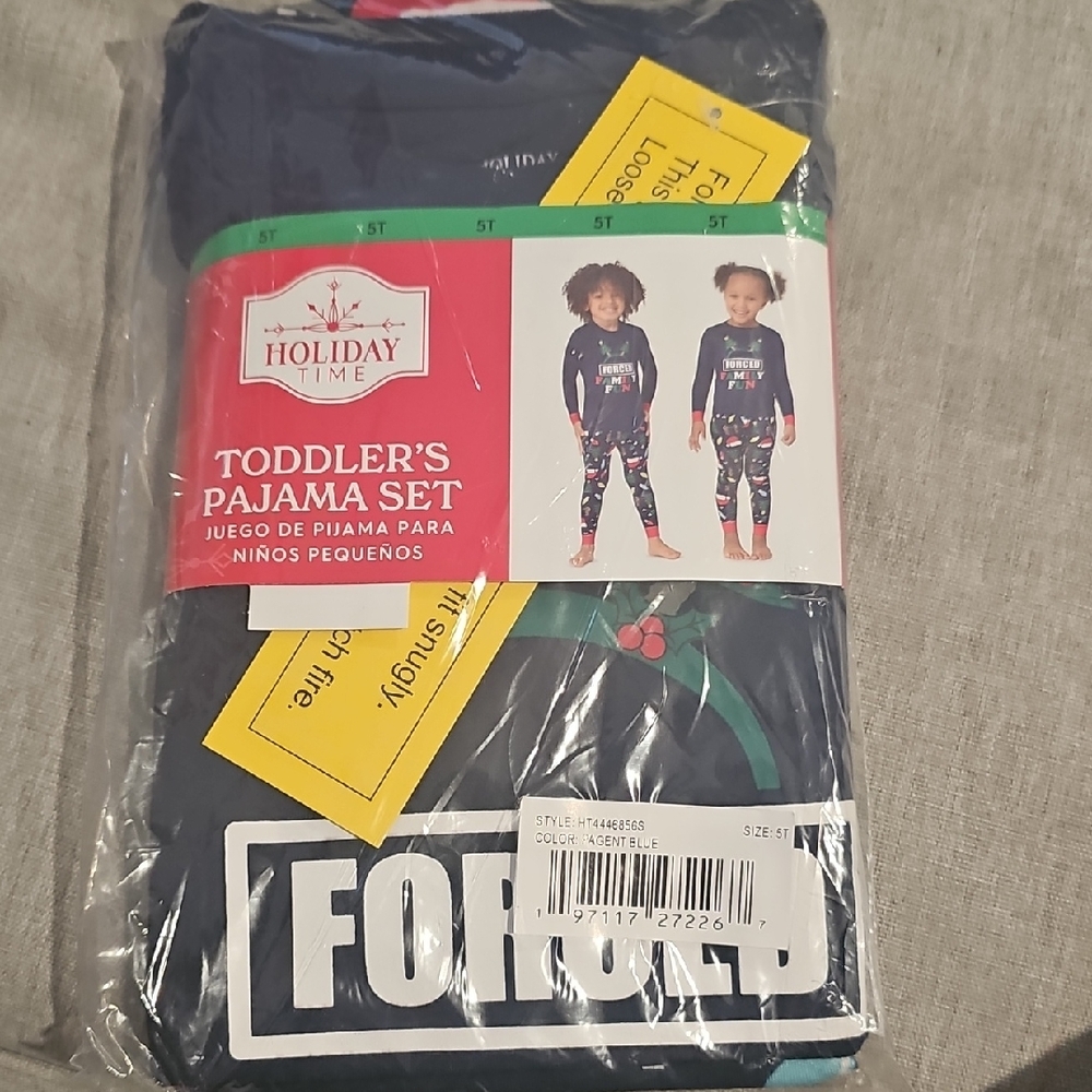 Holiday Time Kids Pajama Set - Navy and Red